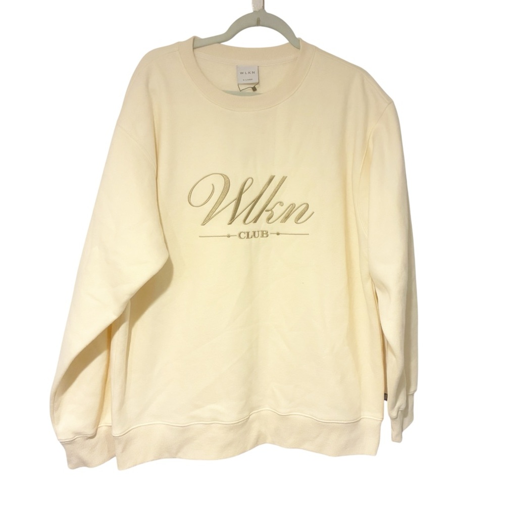 Wlkn Unisex Size XL Off White Elite Crewneck Pullover Sweatshirt NEW